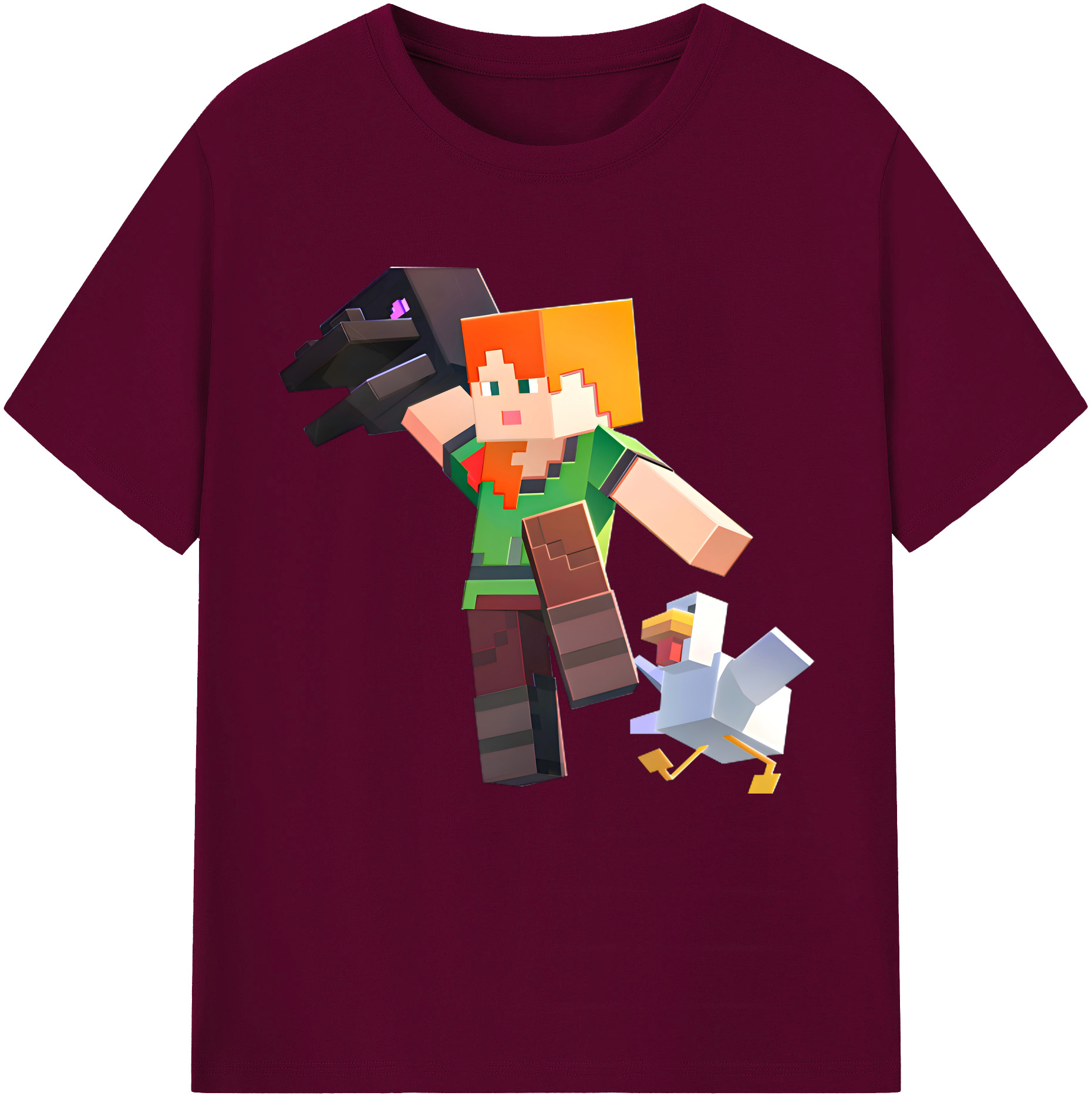 （画像用） マインクラフト ブロックの世界 Minecraft MC Block world レディースカジュアルプリントTシャツ（綿100％）